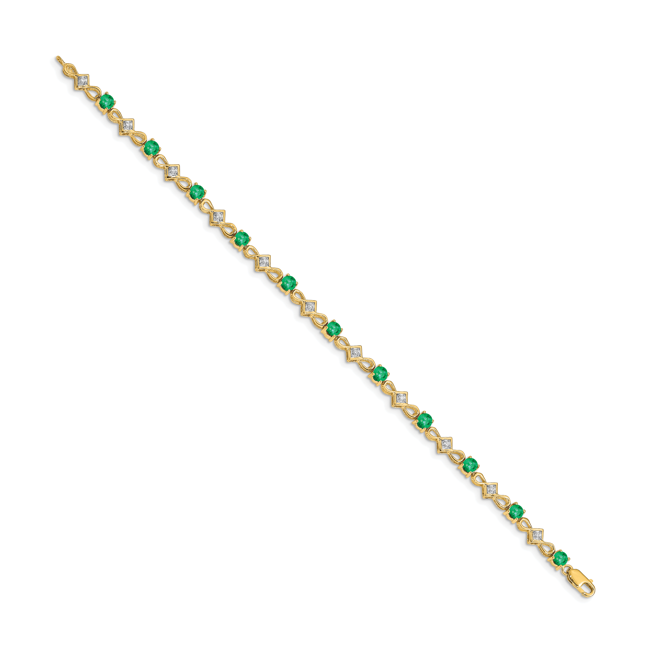 14k Diamond and Emerald Bracelet Secondary image