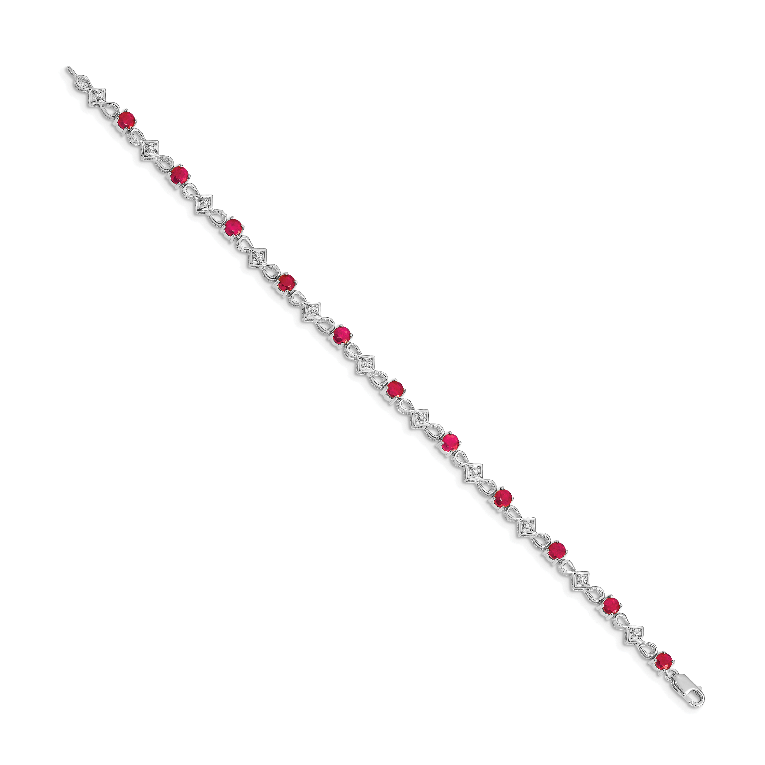 14k White Gold Diamond and Ruby Bracelet Secondary image