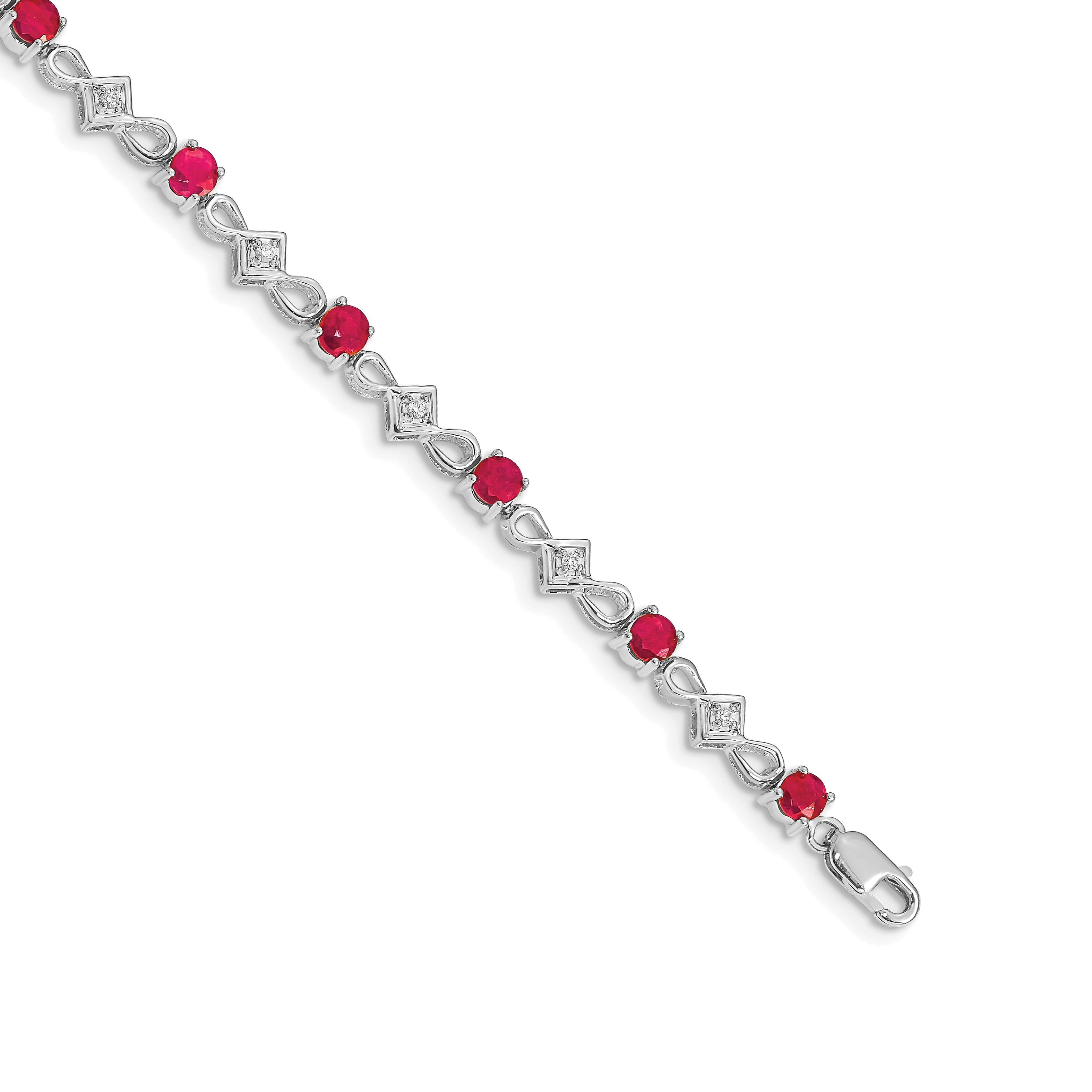 14k White Gold Diamond and Ruby Bracelet Main image