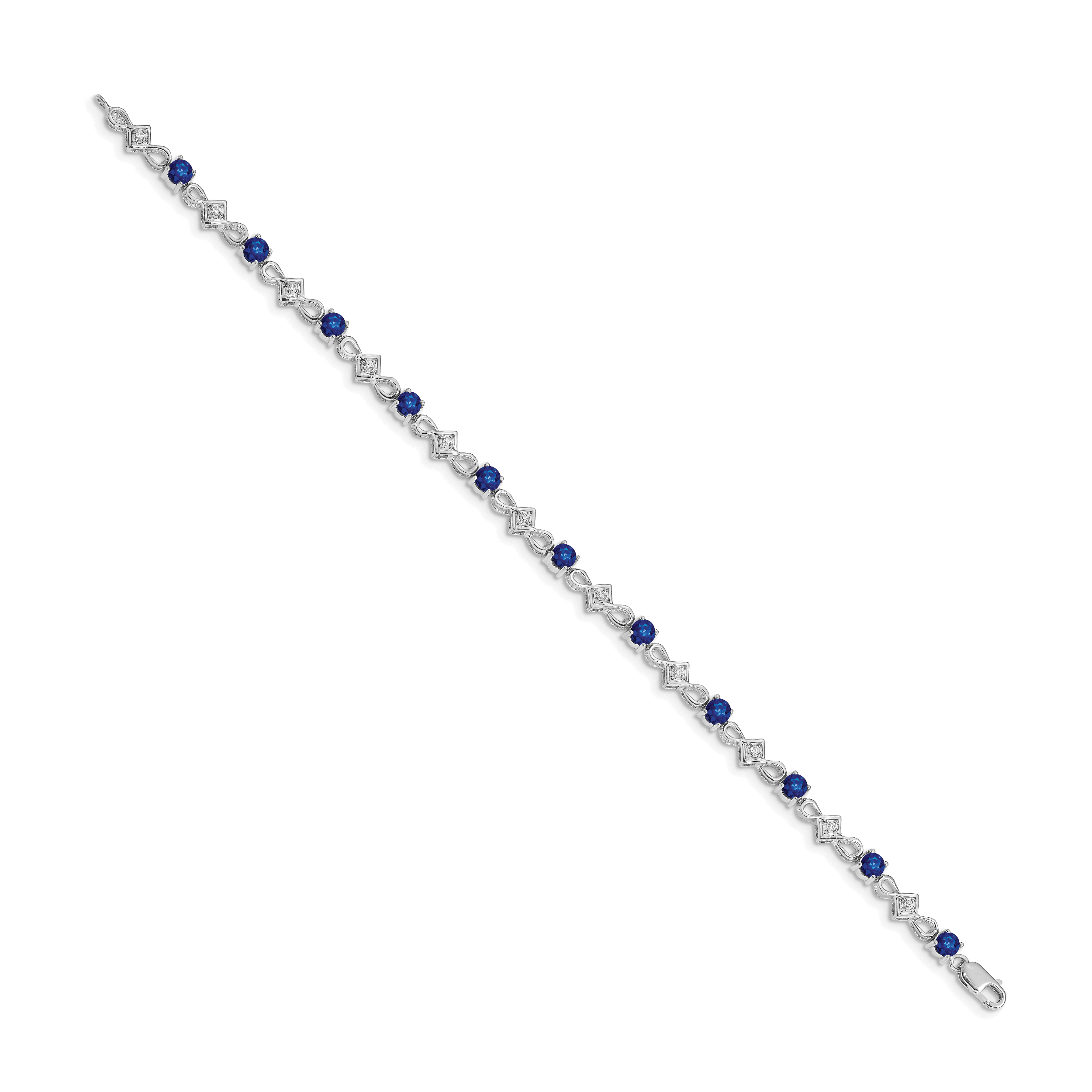 14k White Gold Diamond and Sapphire Bracelet Secondary image