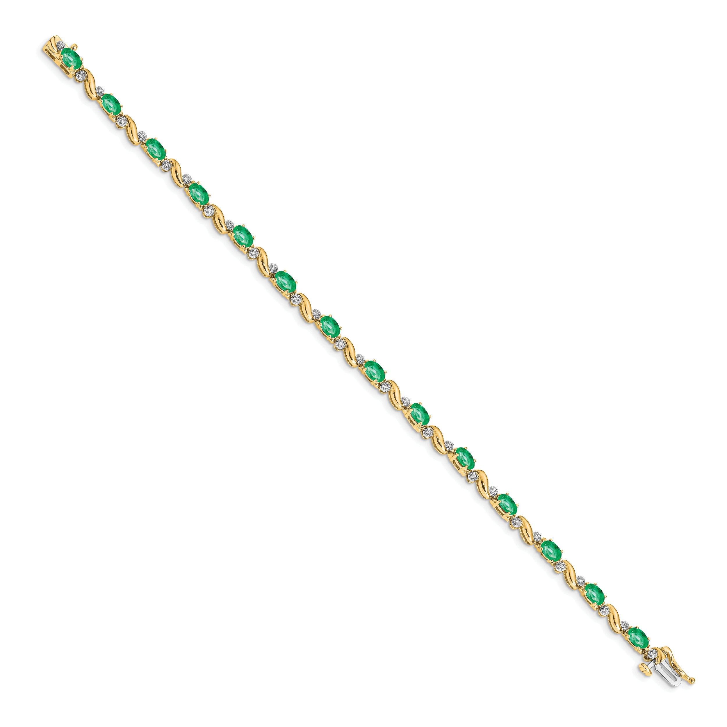 14k Diamond and Emerald Bracelet Secondary image