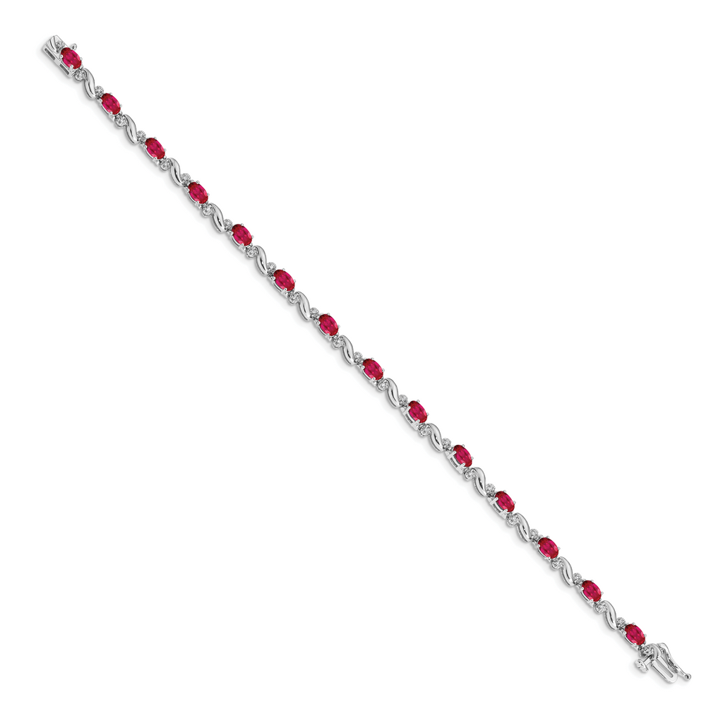 14k White Gold Diamond and Ruby Bracelet