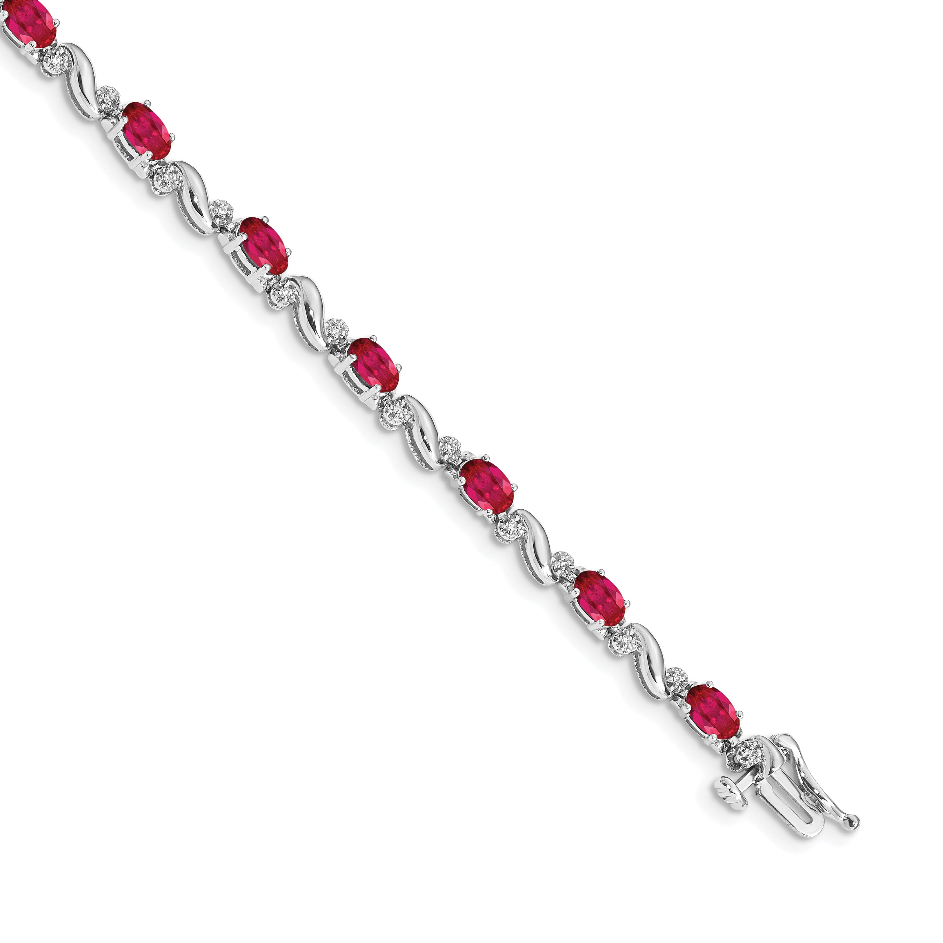 14k White Gold Diamond and Ruby Bracelet Main image