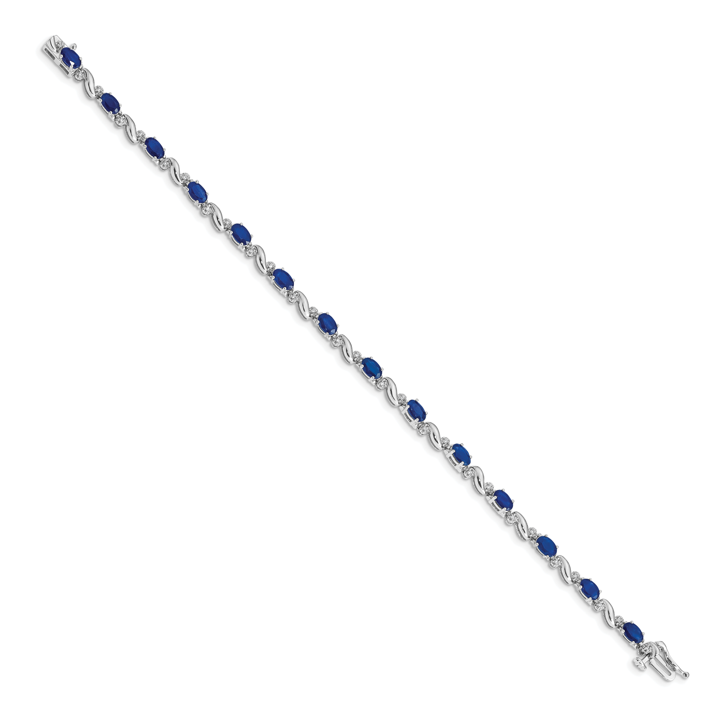 14k White Gold Diamond and Sapphire Bracelet Secondary image