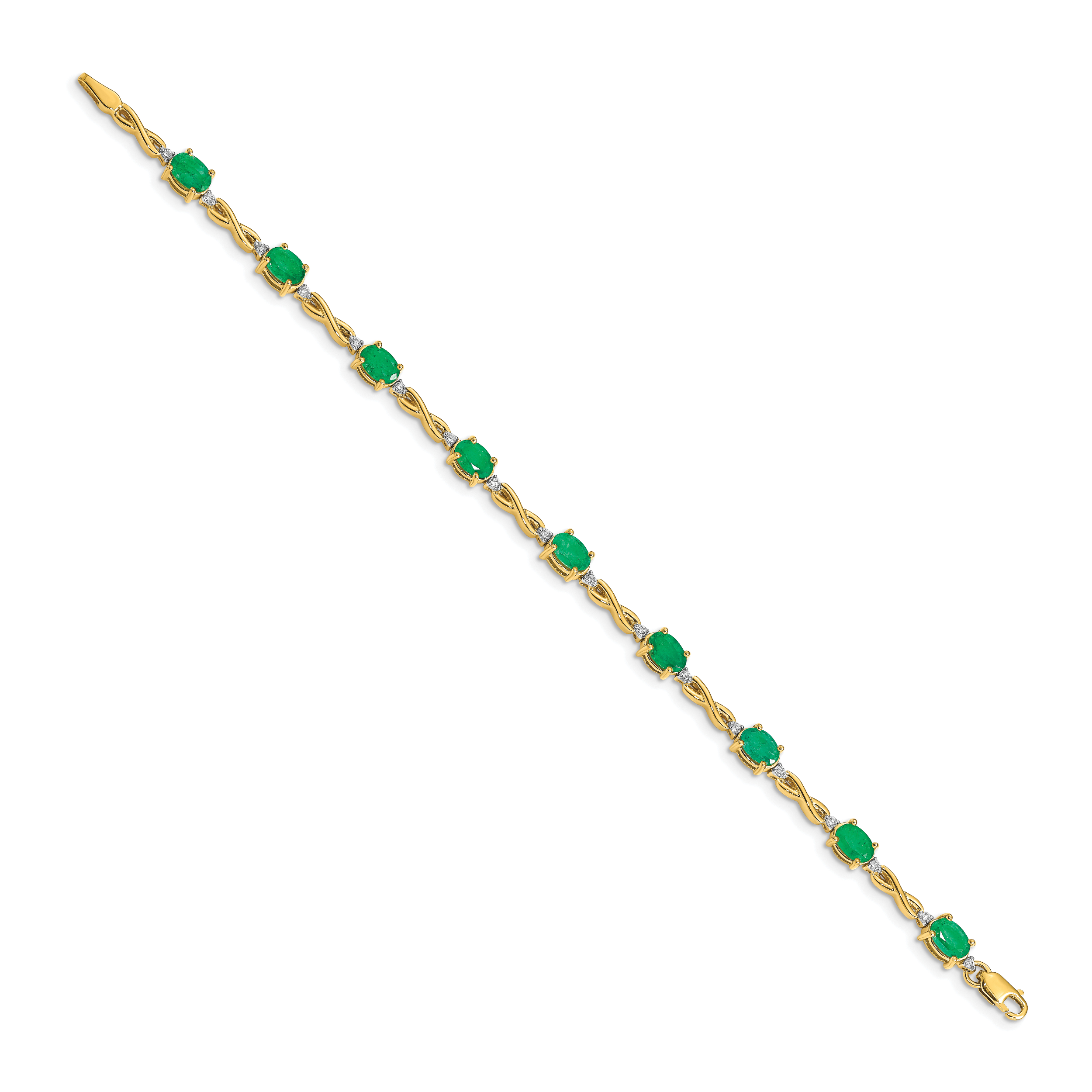 14k Diamond and Emerald Bracelet Secondary image