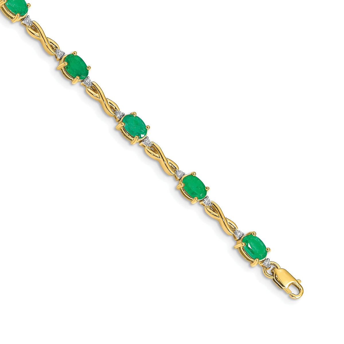 Diamond & Emerald Bracelet in 14K Yellow Gold, 5mm (0.27 ct. tw.), 7 Inch - Sophia Jewelers Main image
