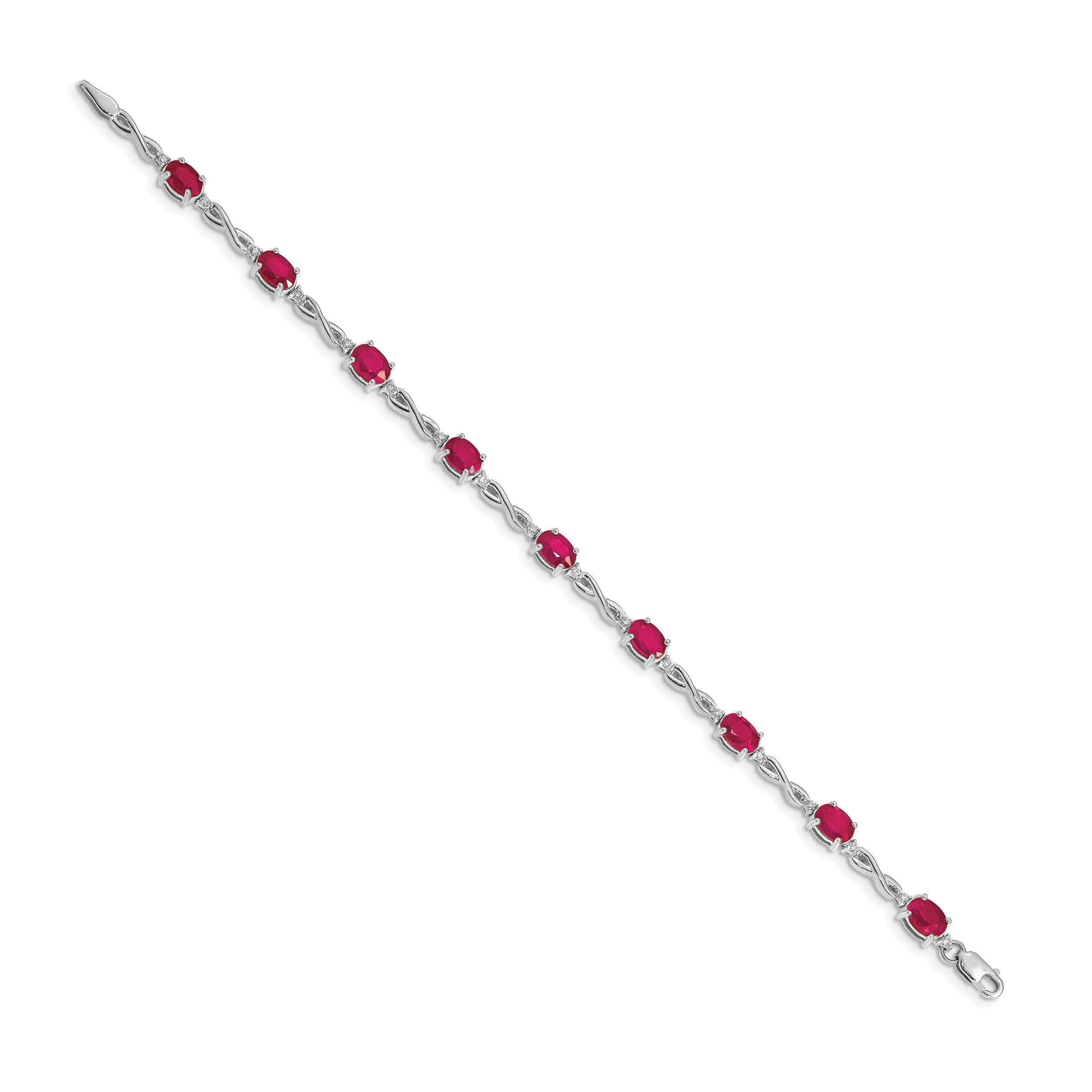 14k White Gold Diamond and Ruby Bracelet Secondary image