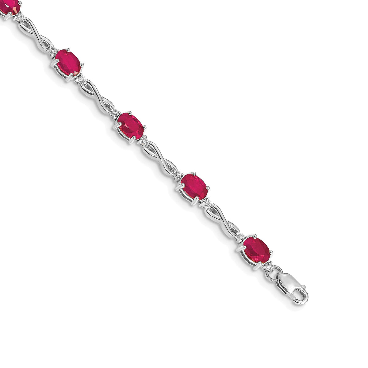 Diamond & Ruby Bracelet in 14K White Gold, 5mm (0.27 ct. tw.), 7 Inch - Sophia Jewelers Main image