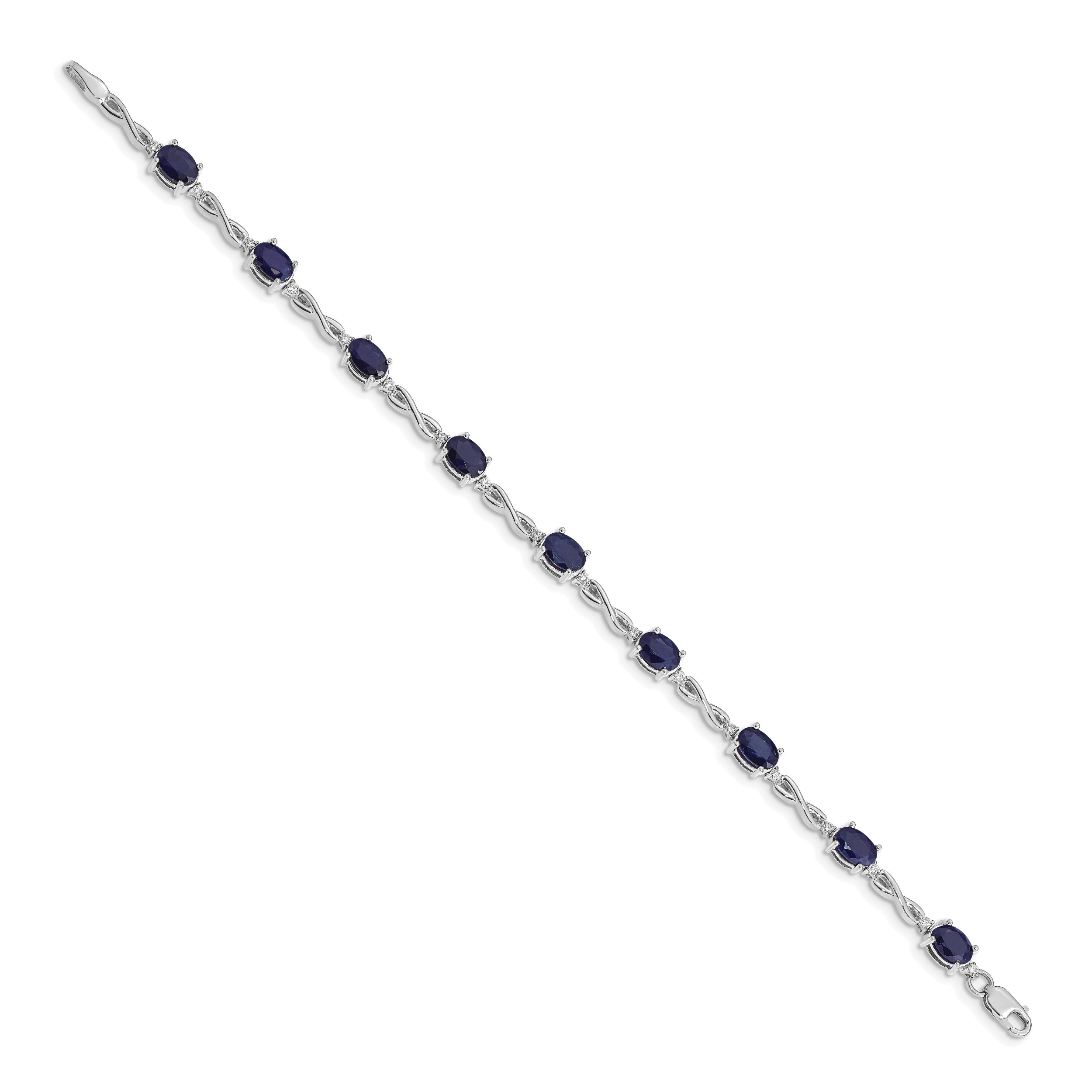 14k White Gold Diamond and Sapphire Bracelet