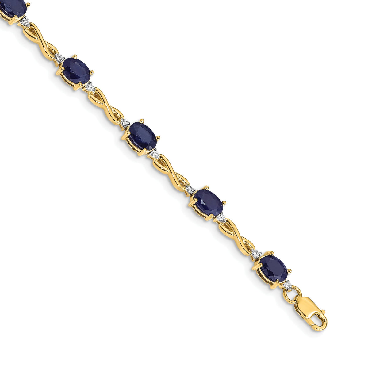 Diamond & Sapphire Bracelet in 14K Yellow Gold, 4mm (0.27 ct. tw.), 7 Inch - Sophia Jewelers Main image