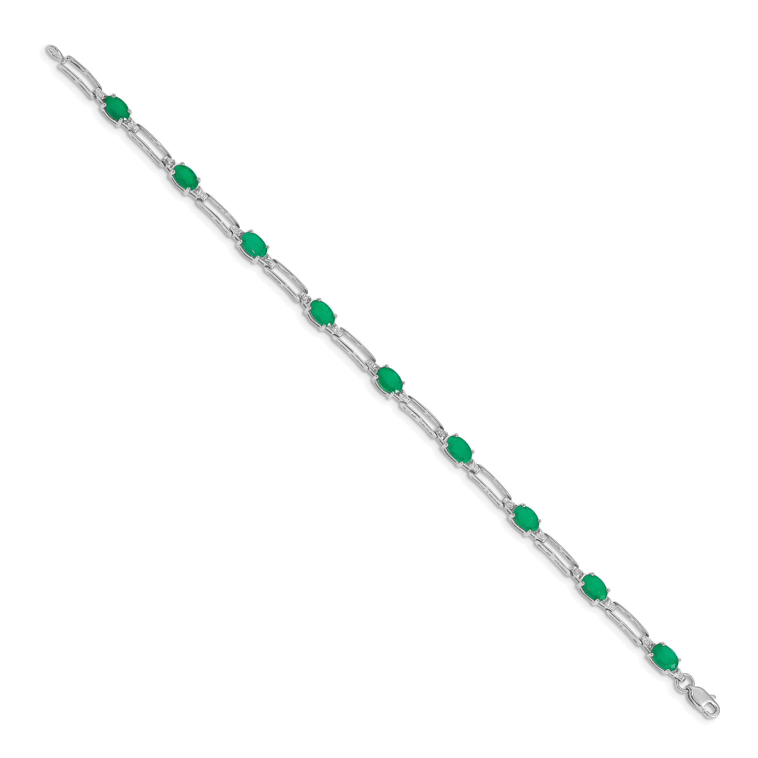 14k White Gold Diamond and Emerald Bracelet Secondary image