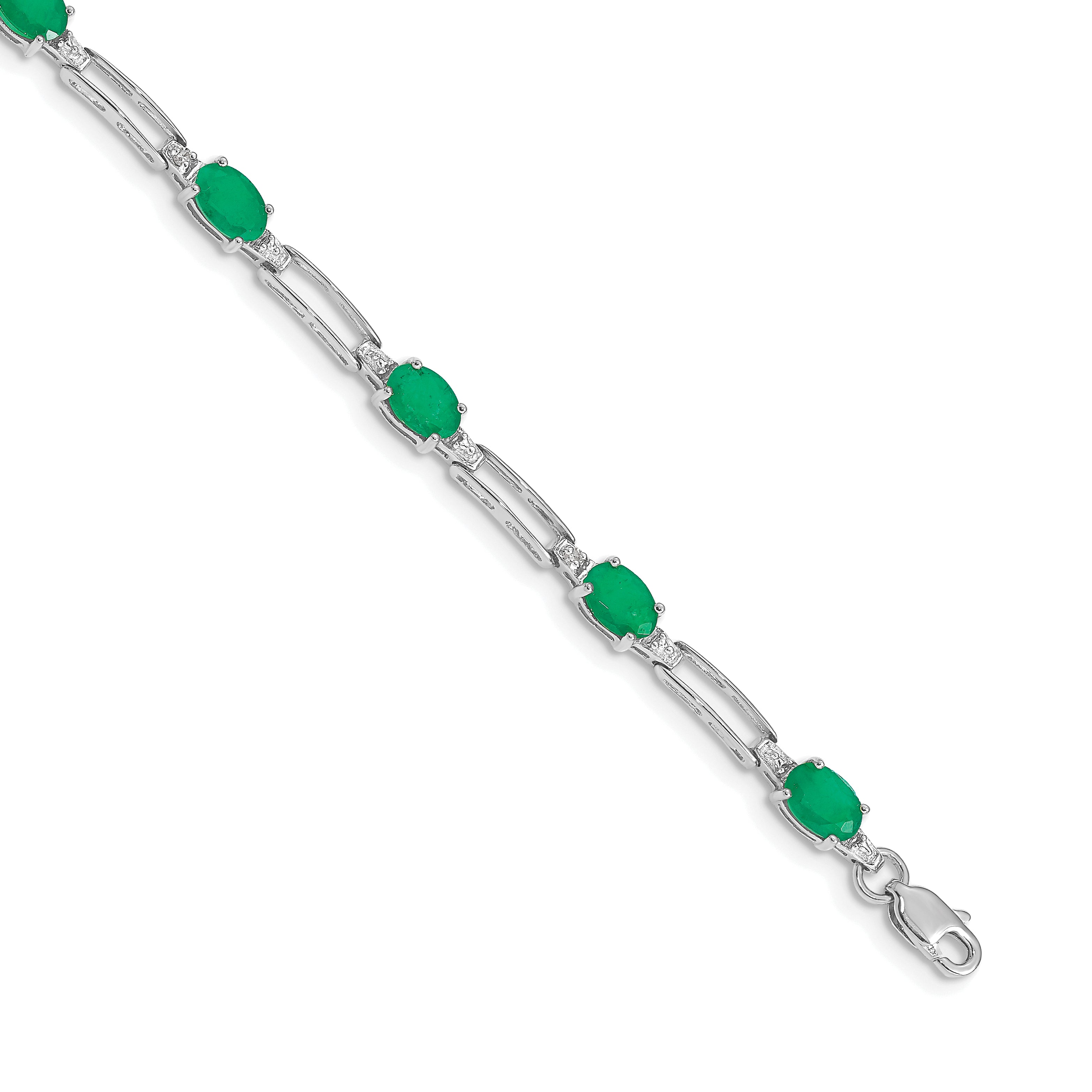 14k White Gold Diamond and Emerald Bracelet Main image