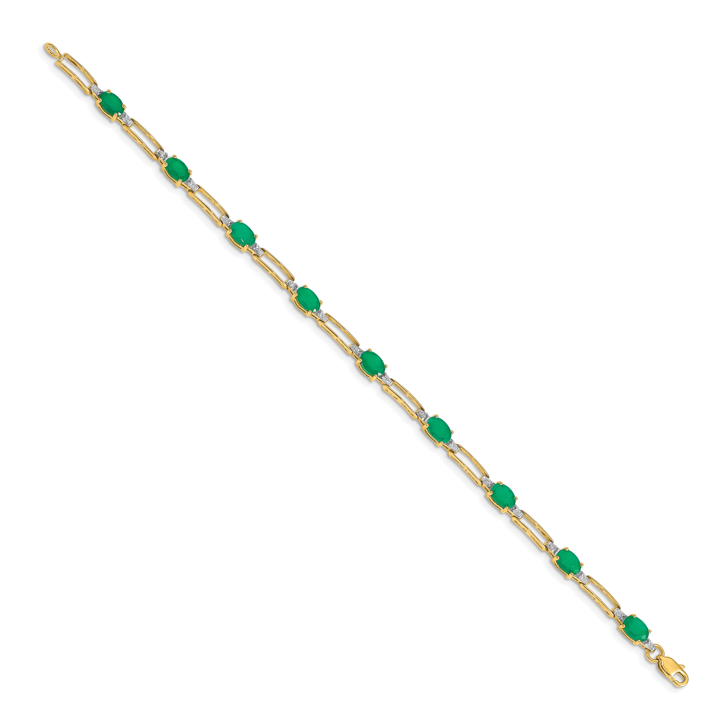 14k Diamond and Oval Emerald Bracelet Secondary image