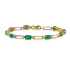 14k Diamond and Oval Emerald Bracelet