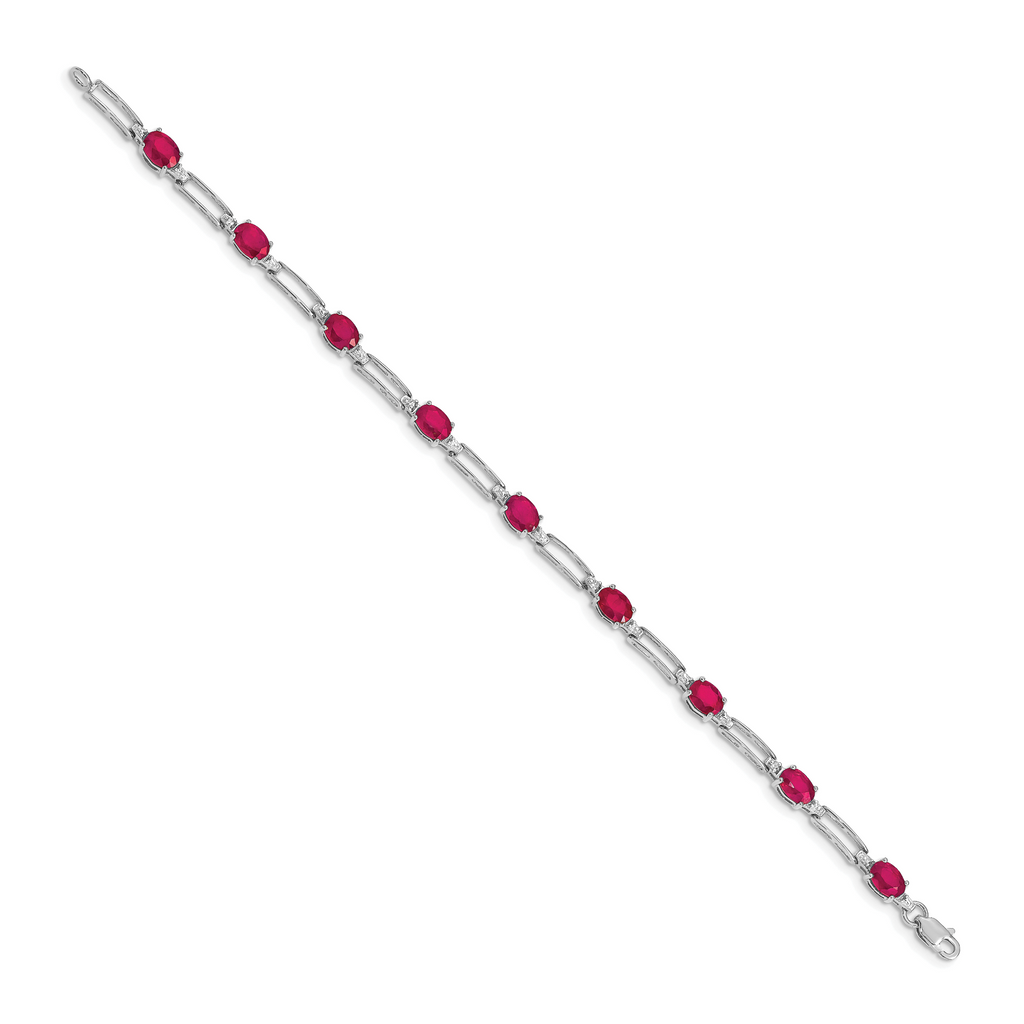 14k White Gold Diamond and Ruby Bracelet