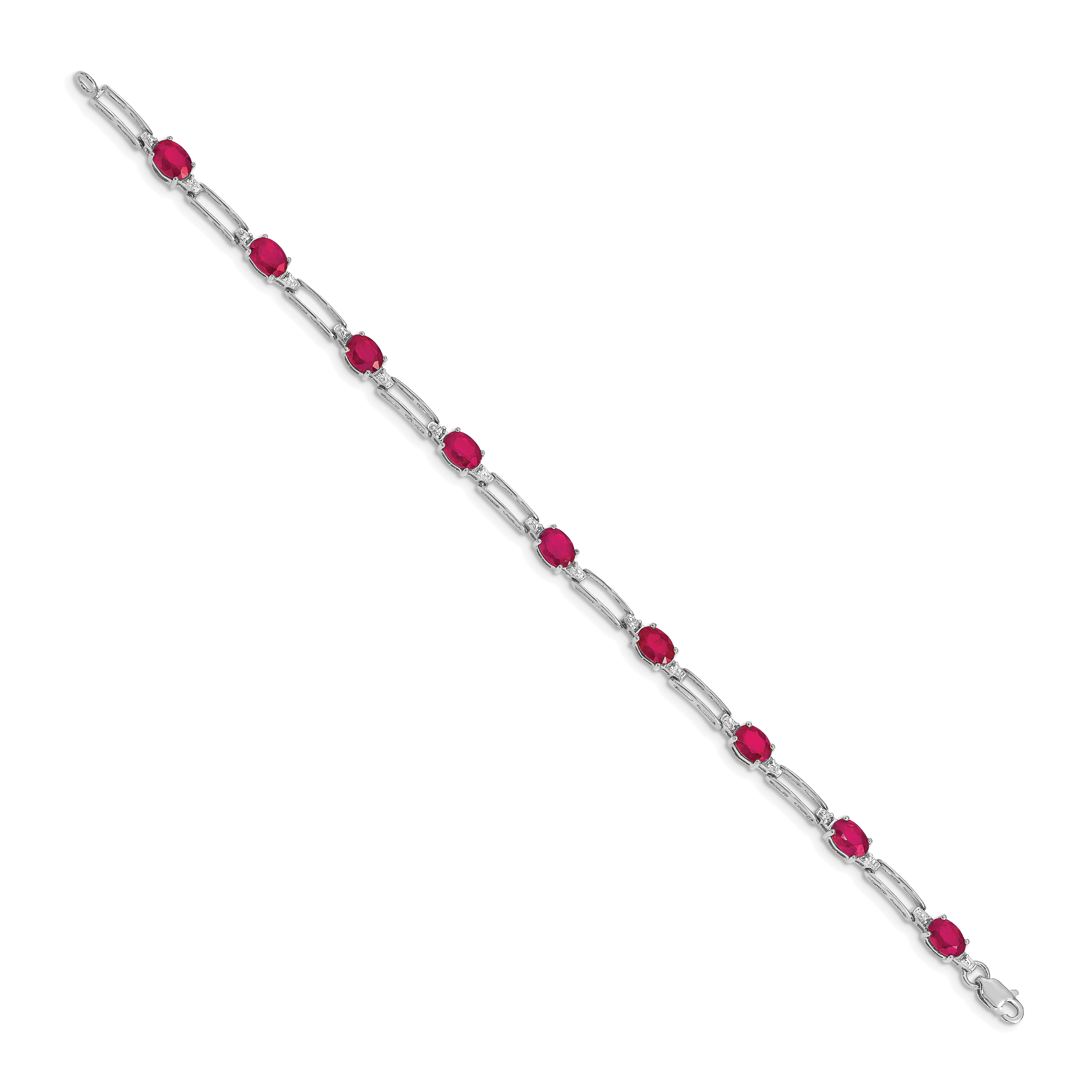14k White Gold Diamond and Ruby Bracelet