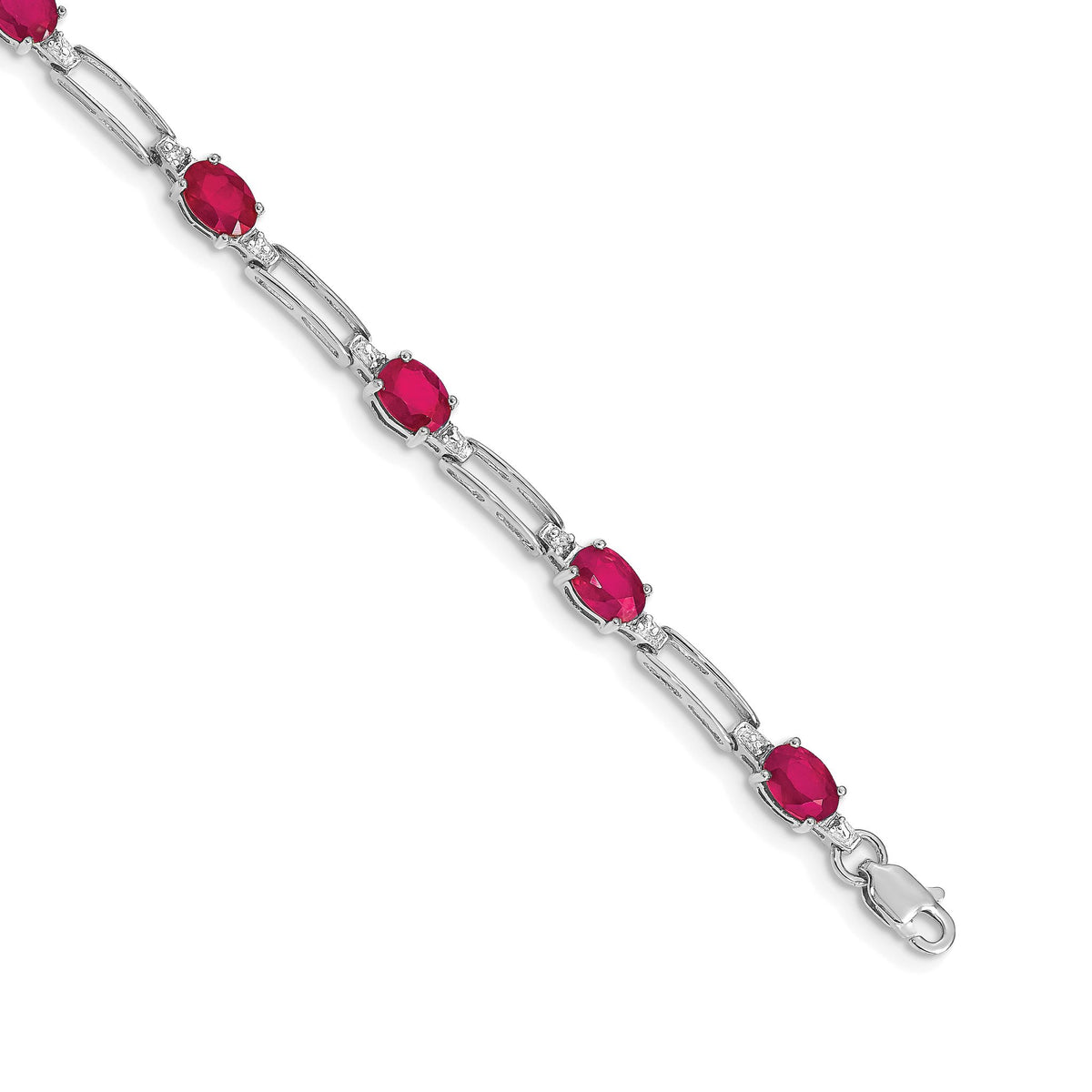 Diamond & Ruby Bracelet in 14K White Gold, 5mm (0.04 ct. tw.), 7.2 Inch - Sophia Jewelers Main image