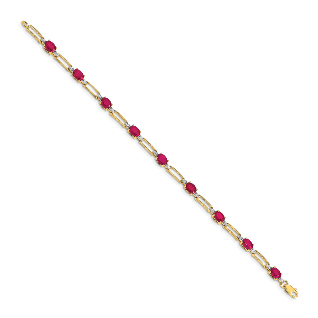 14k Diamond and Oval Ruby Bracelet