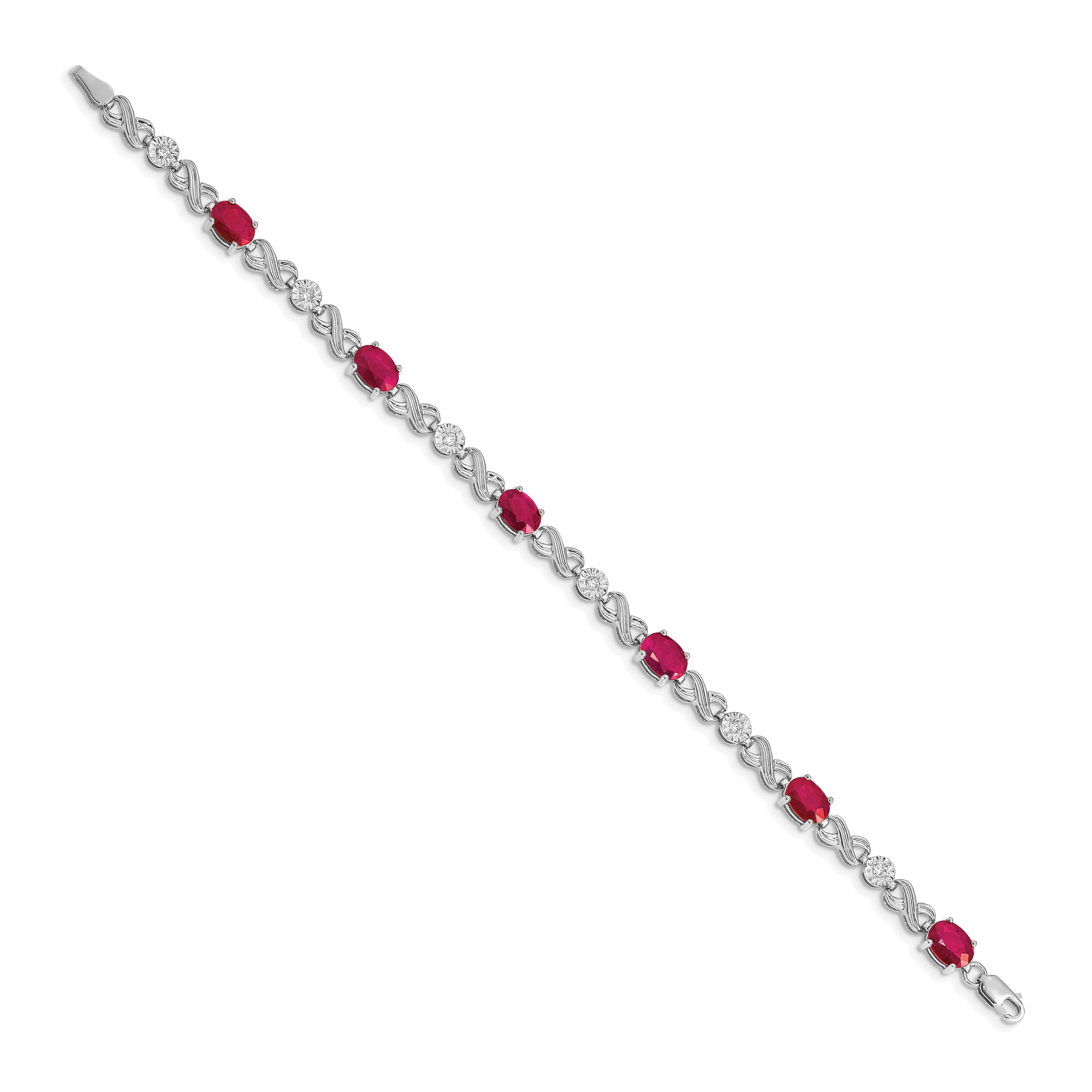 14k White Gold Diamond and Ruby Infinity Bracelet Secondary image