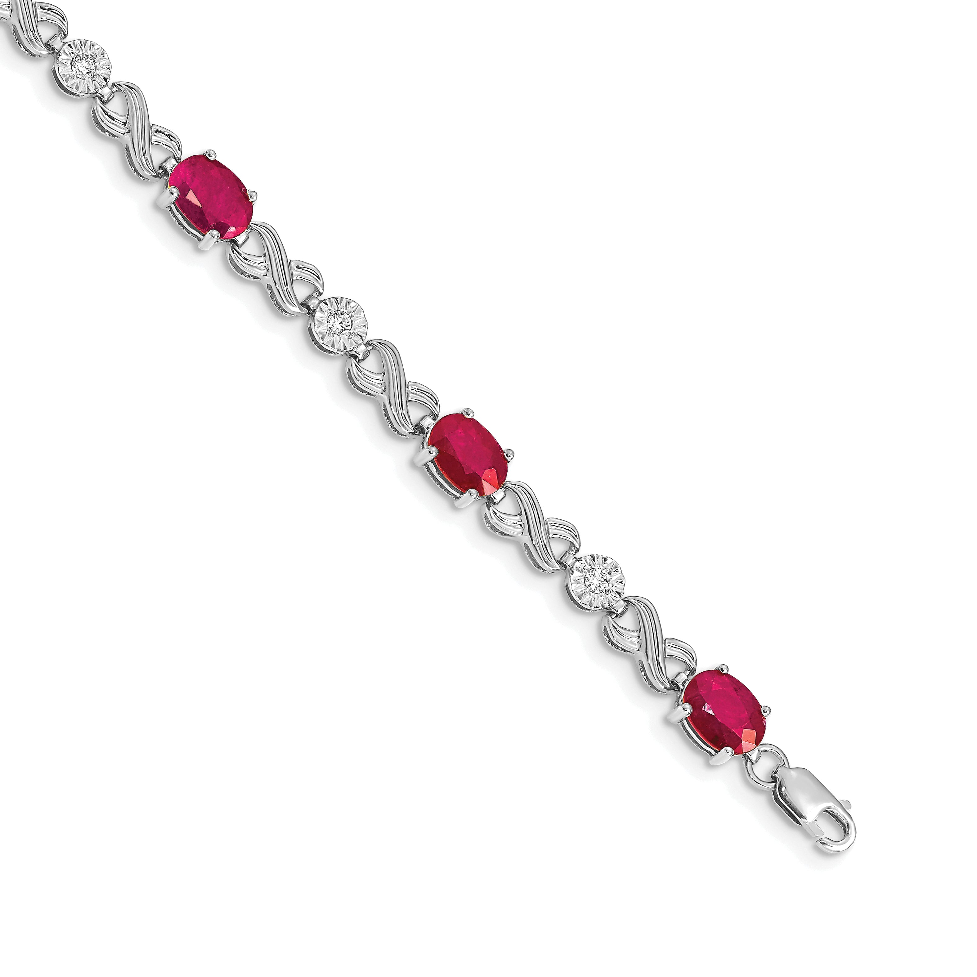 14k White Gold Diamond and Ruby Infinity Bracelet Main image