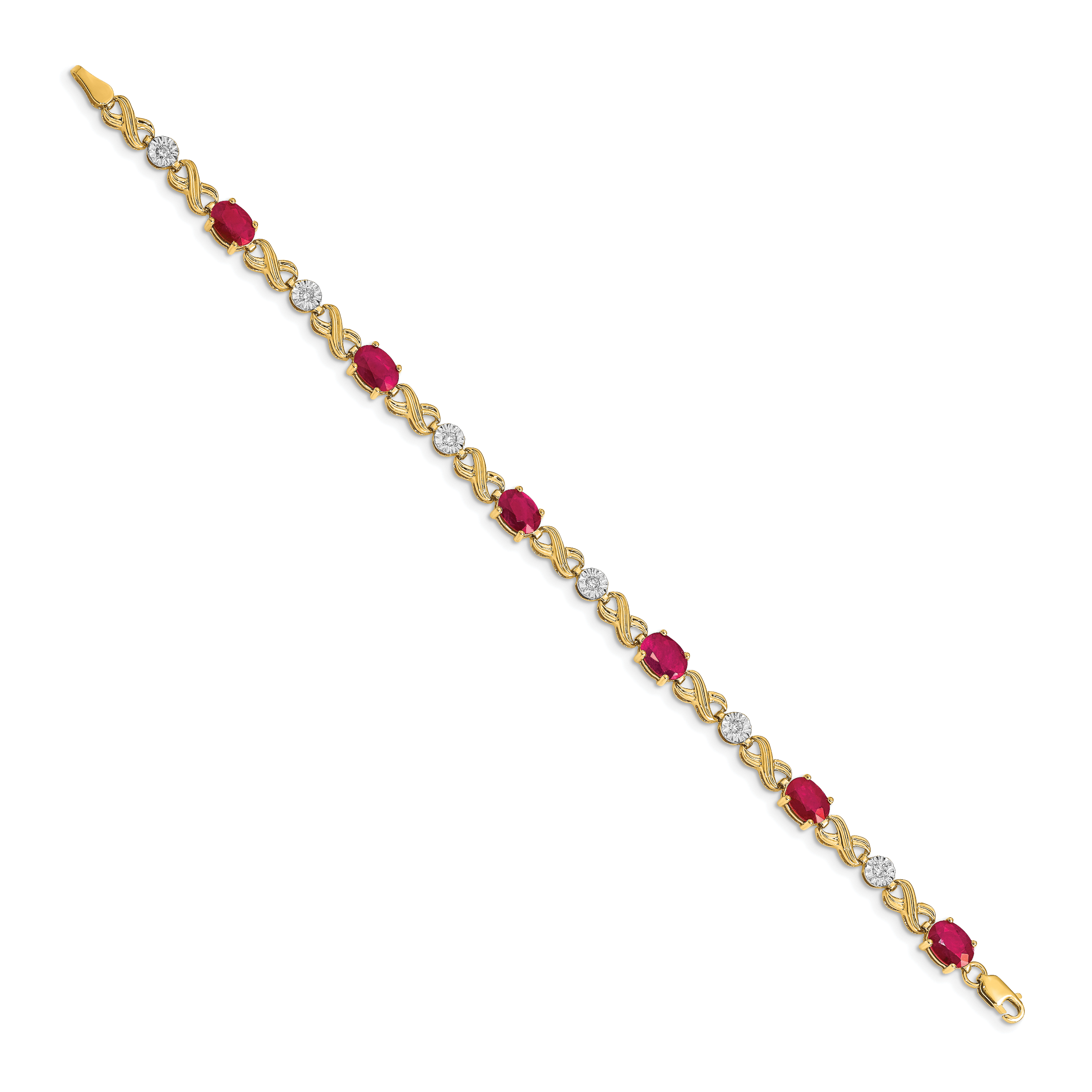 14k Diamond and Ruby Infinity Bracelet Secondary image