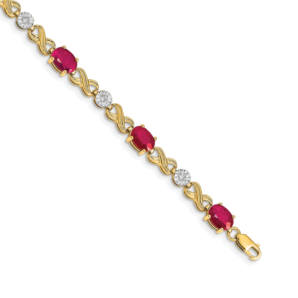 14k Diamond and Ruby Infinity Bracelet