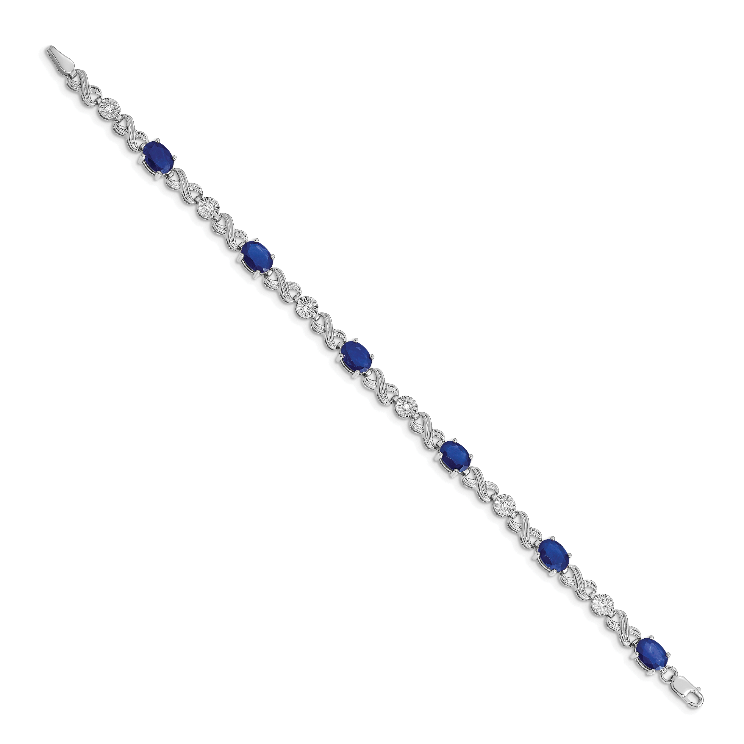 14k White Gold Diamond and Sapphire Infinity Bracelet Secondary image