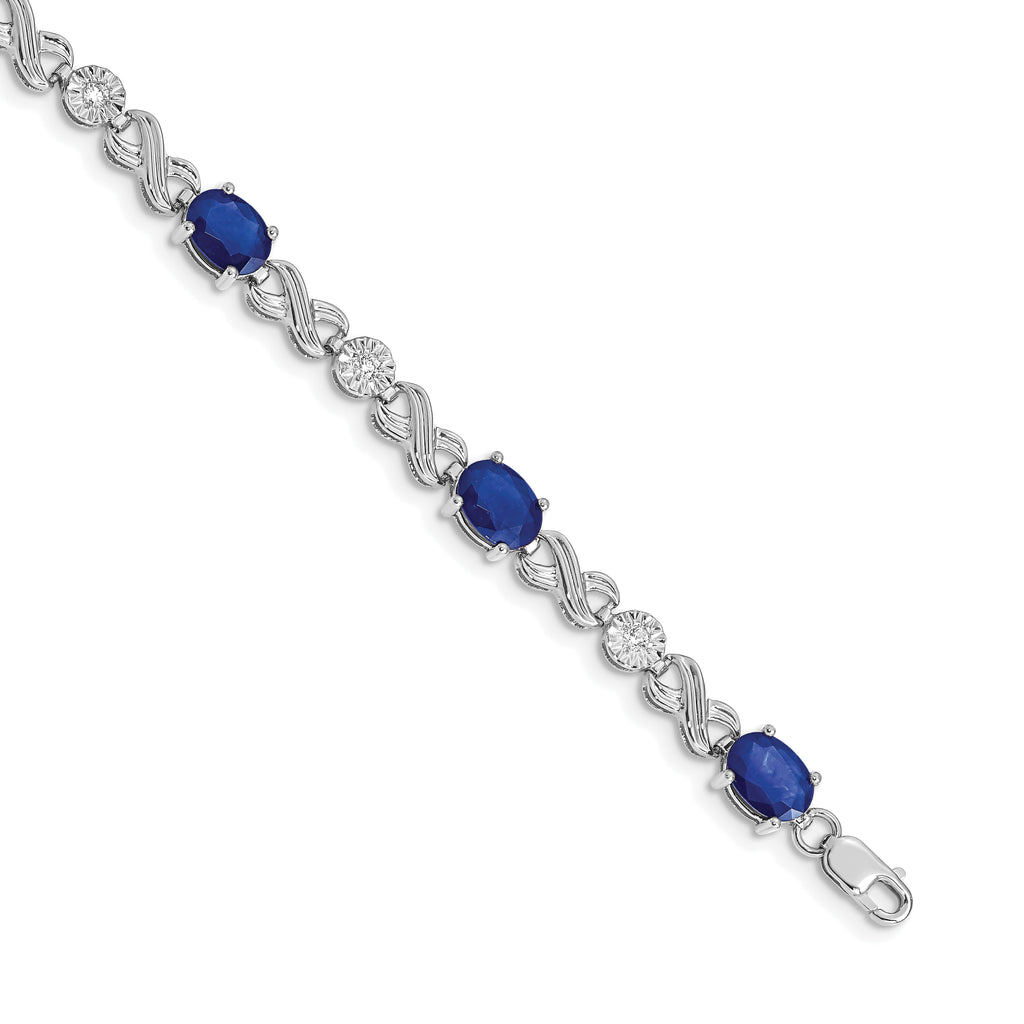 14k White Gold Diamond and Sapphire Infinity Bracelet