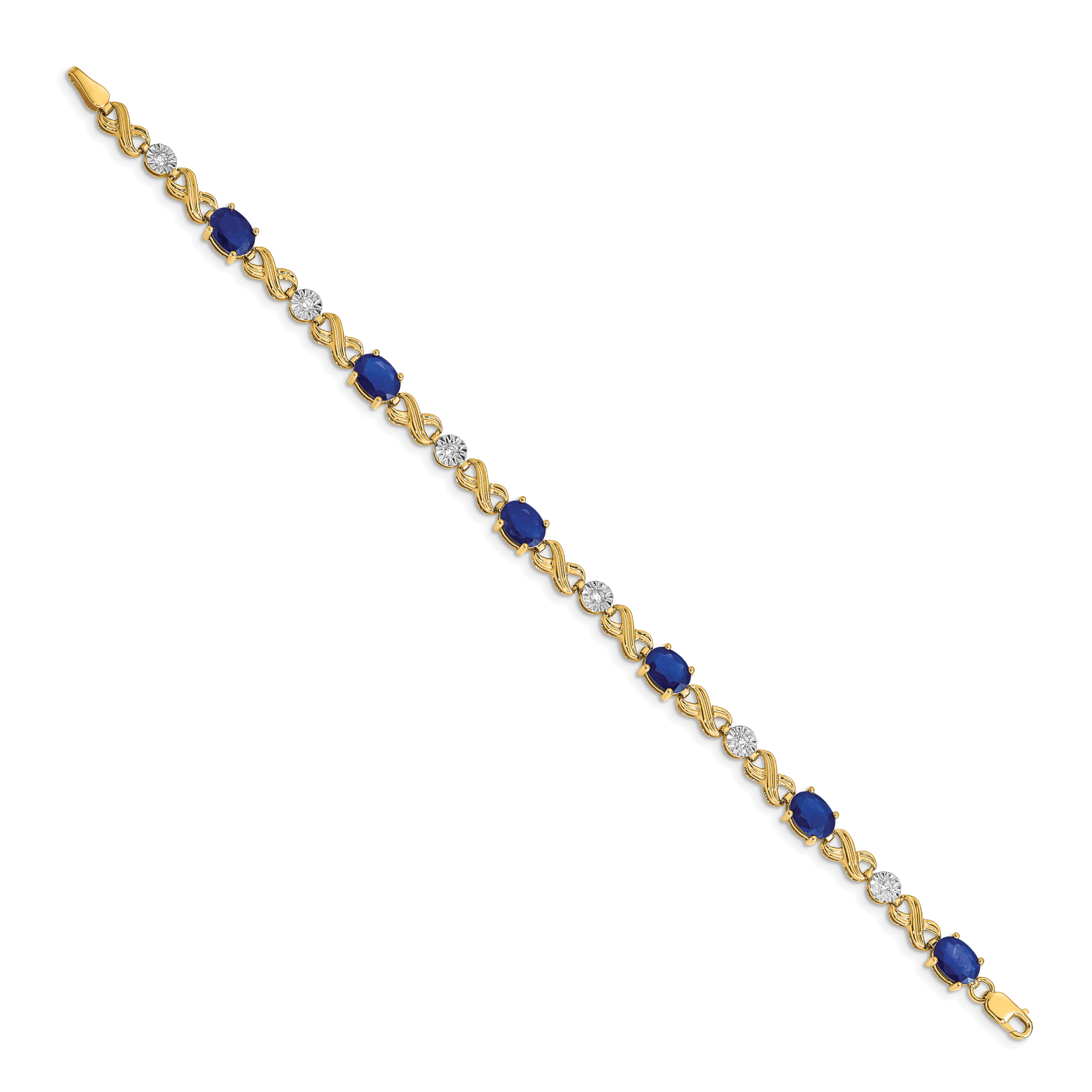 14k Diamond and Sapphire Infinity Bracelet Secondary image