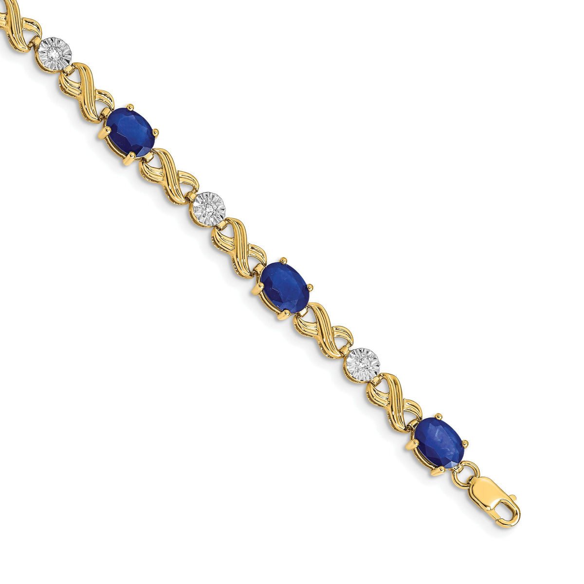 Diamond & Sapphire Infinity Bracelet in 14K Yellow Gold (0.21 ct. tw.), 7.2 Inch - Sophia Jewelers Main image