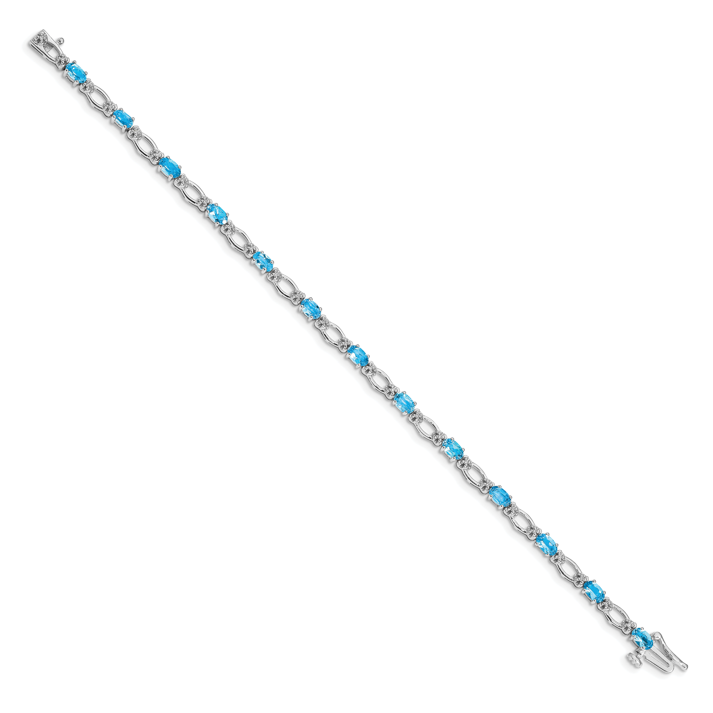 14k White Gold Diamond and Blue Topaz Bracelet Secondary image