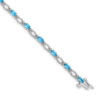 14k White Gold Diamond and Blue Topaz Bracelet