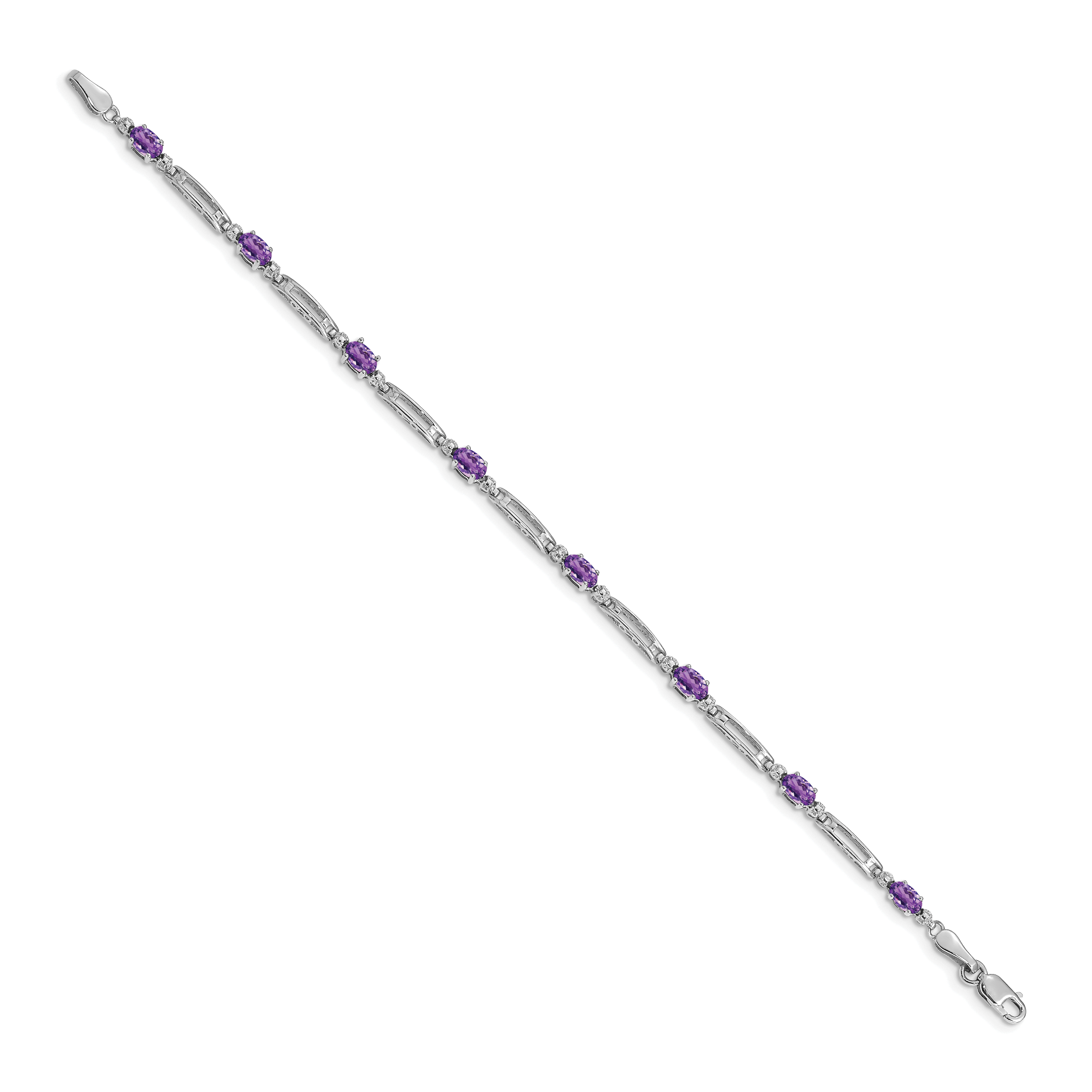14k White Gold Diamond and Amethyst Bracelet Secondary image