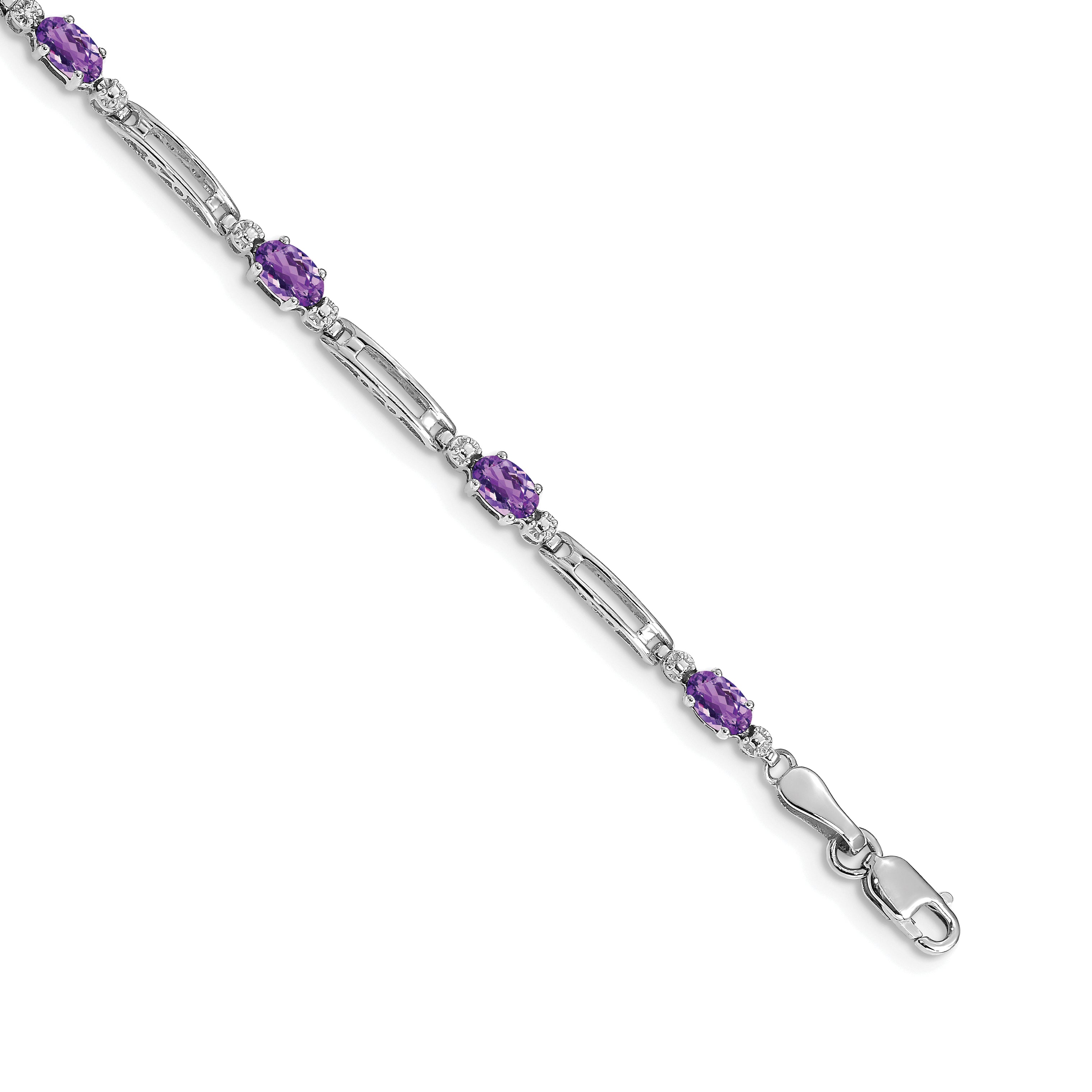 14k White Gold Diamond and Amethyst Bracelet Main image