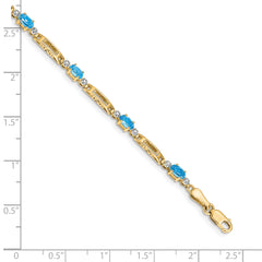 10k Diamond and Blue Topaz Bracelet