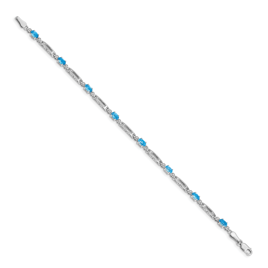 14k White Gold Diamond and Blue Topaz Bracelet