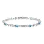 14k White Gold Diamond and Blue Topaz Bracelet