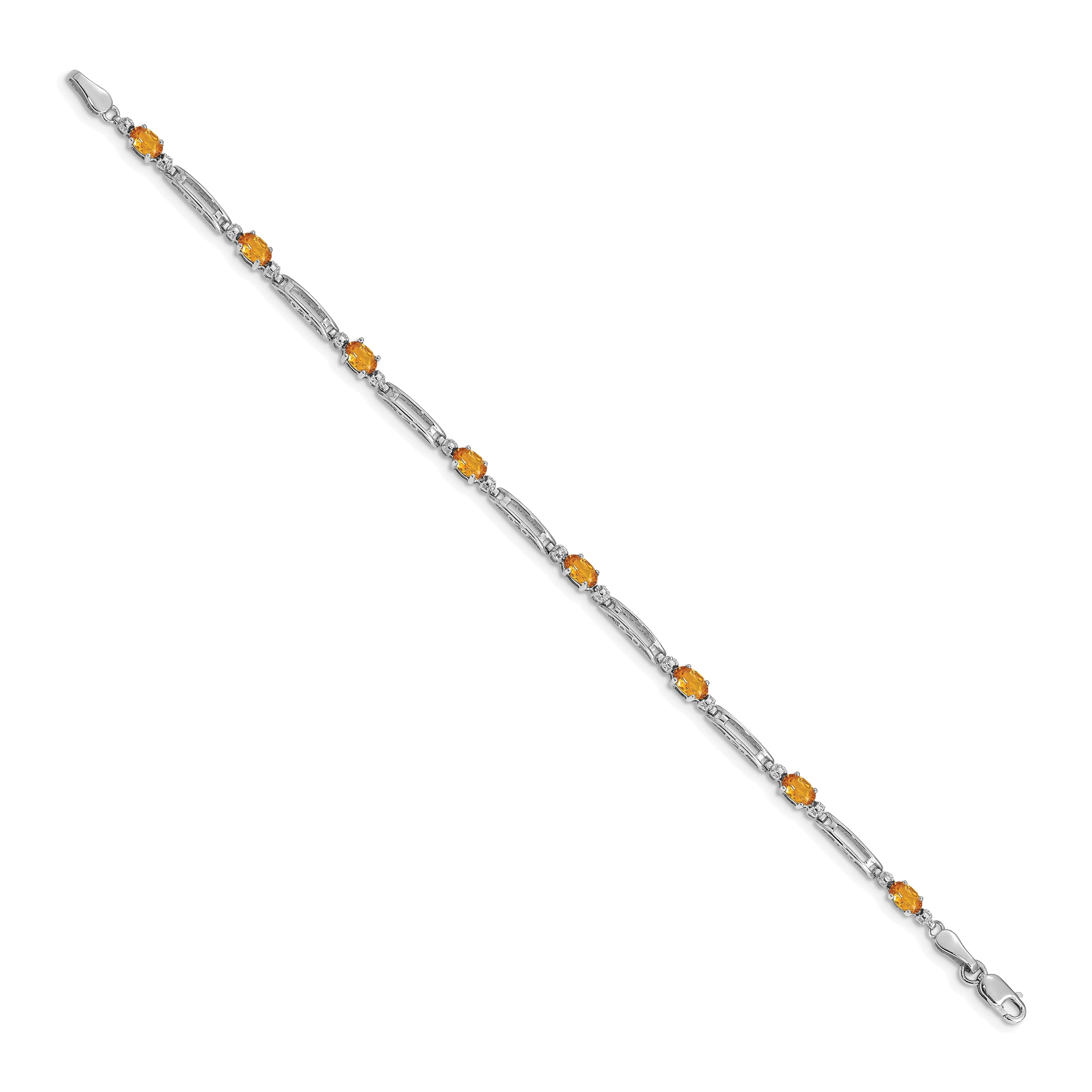 14k White Gold Diamond and Citrine Bracelet