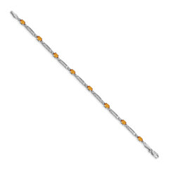14k White Gold Diamond and Citrine Bracelet