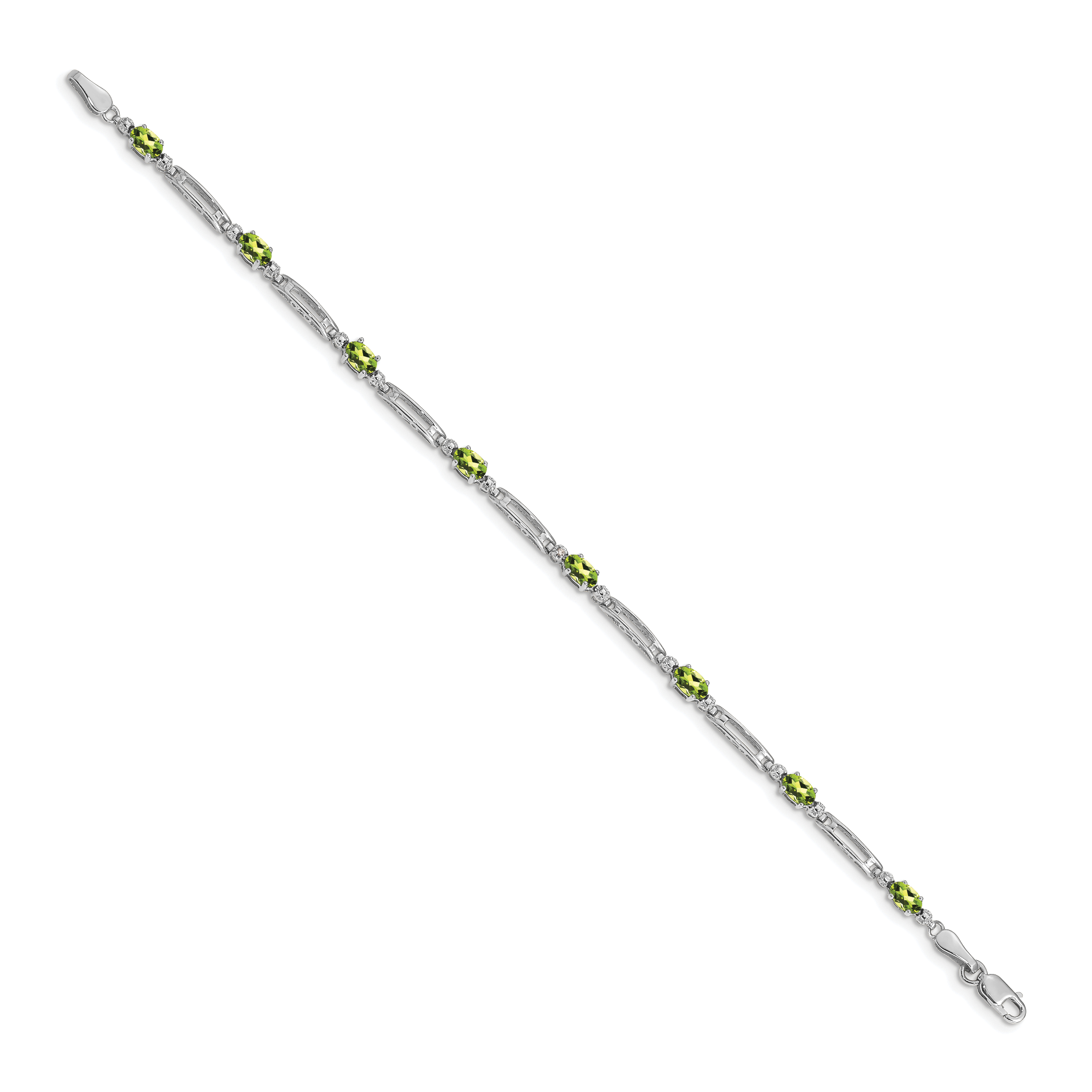 14k White Gold Diamond and Peridot Bracelet Secondary image