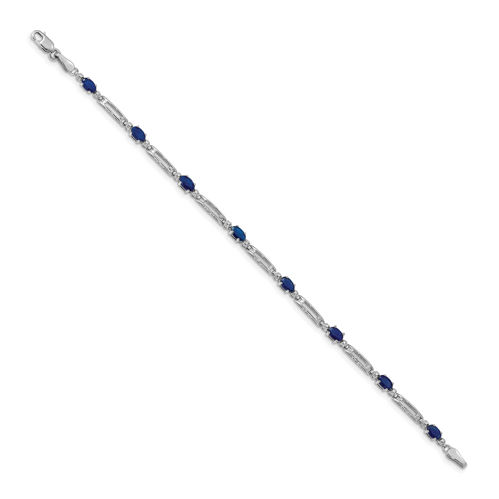 14k White Completed Fancy Diamond/Sapphire Bracelet