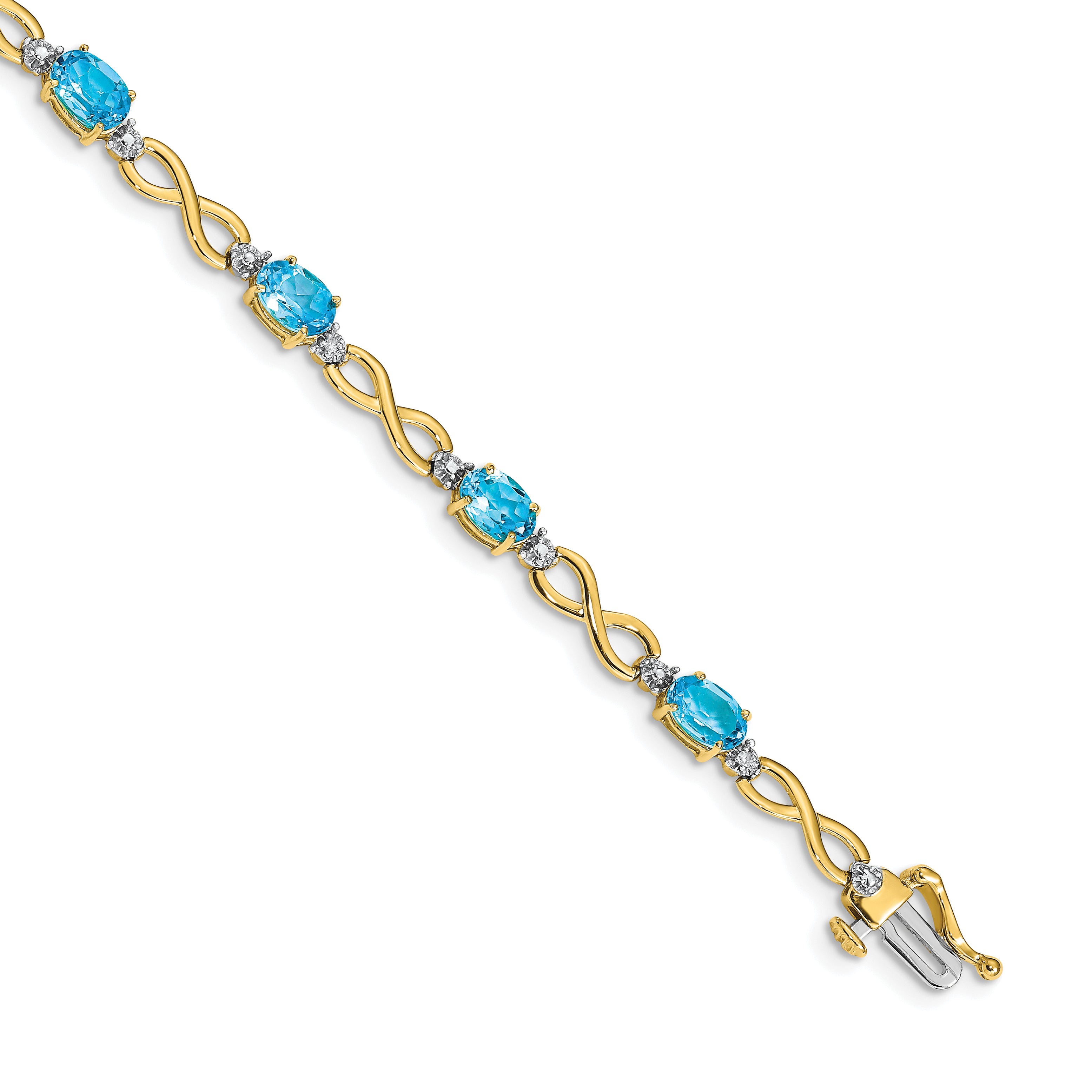 14k Blue Topaz and Diamond Infinity Bracelet Main image