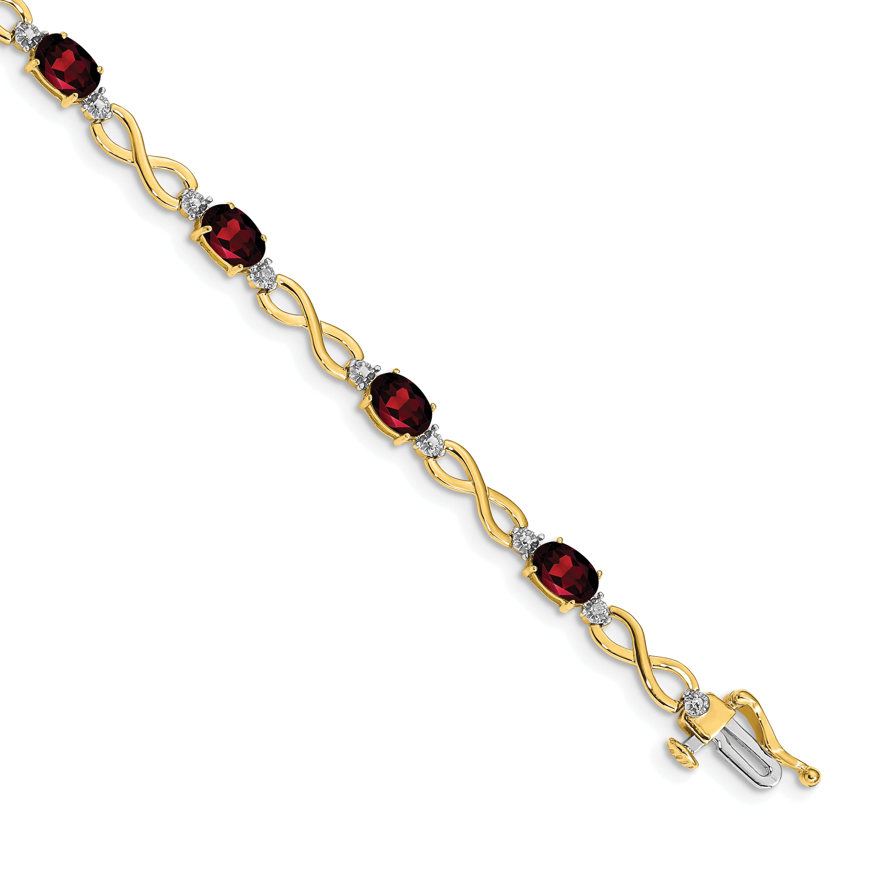 14k Garnet and Diamond Infinity Bracelet Main image