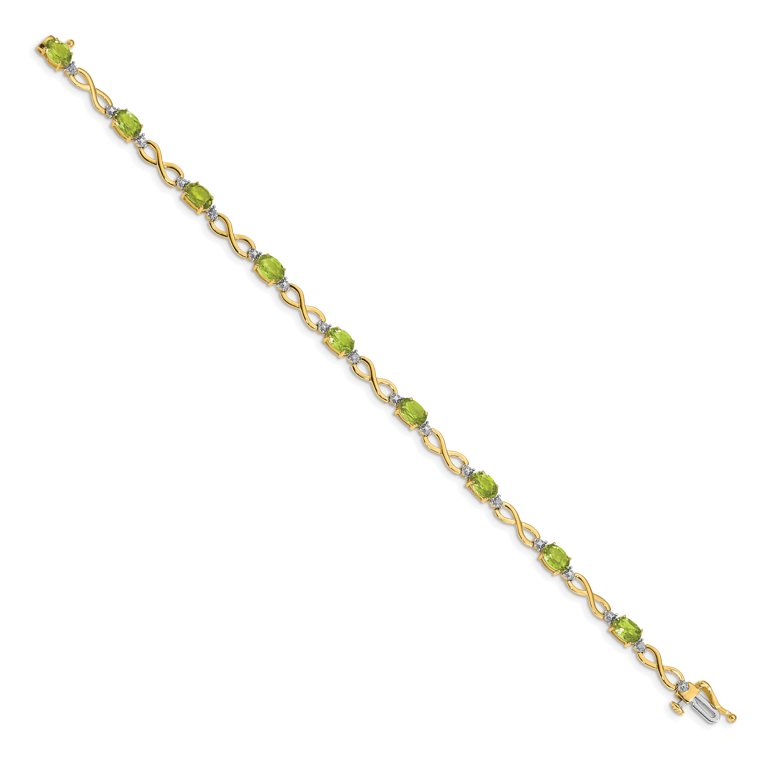14k Peridot and Diamond Infinity Bracelet Secondary image