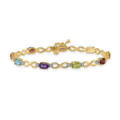 10k Rainbow Gemstone and Diamond Infinity Bracelet