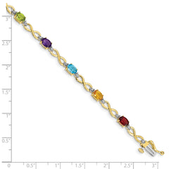 10k Rainbow Gemstone and Diamond Infinity Bracelet