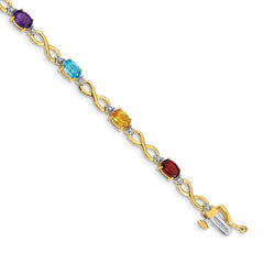 10k Rainbow Gemstone and Diamond Infinity Bracelet