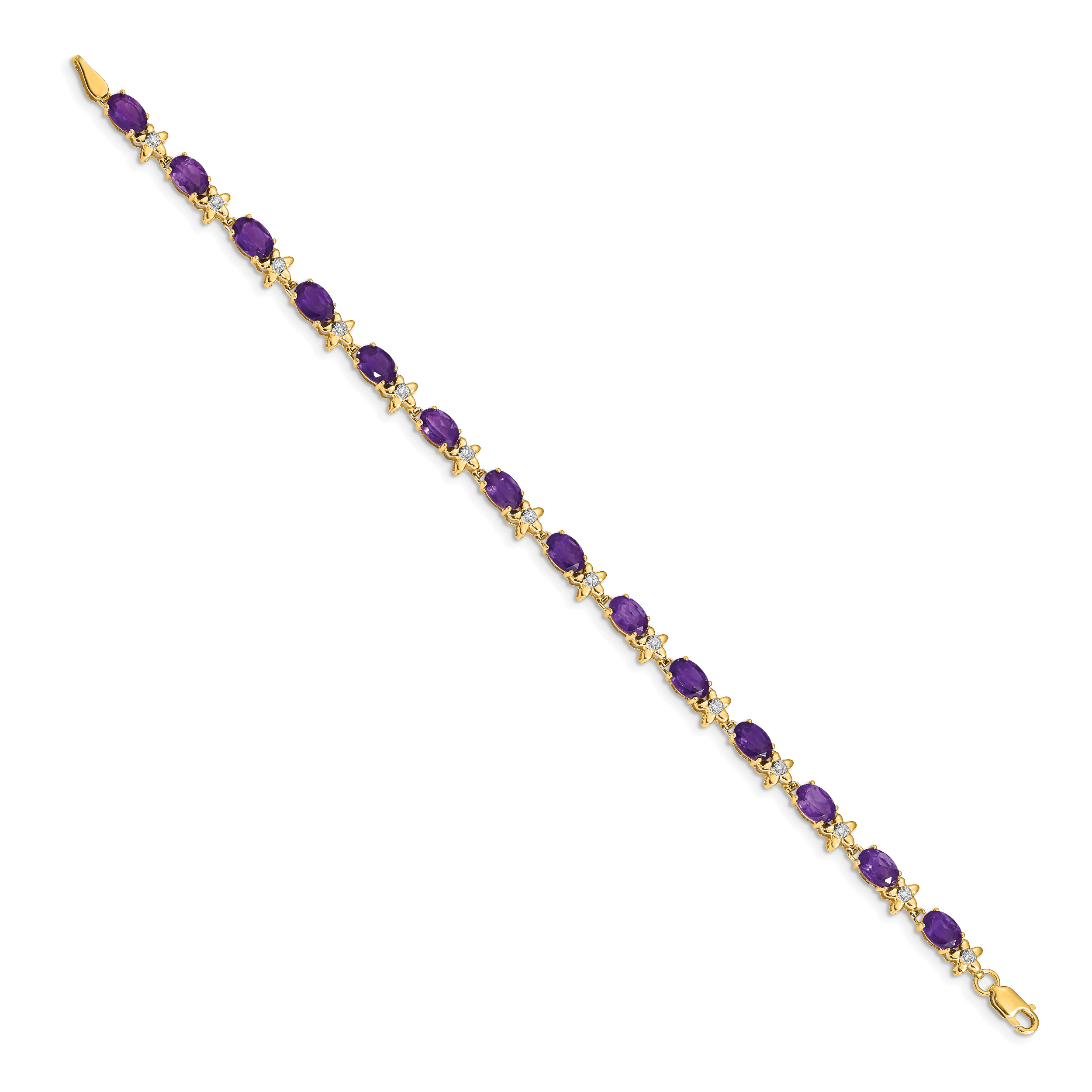 14k Floral Diamond and Amethyst Bracelet Secondary image