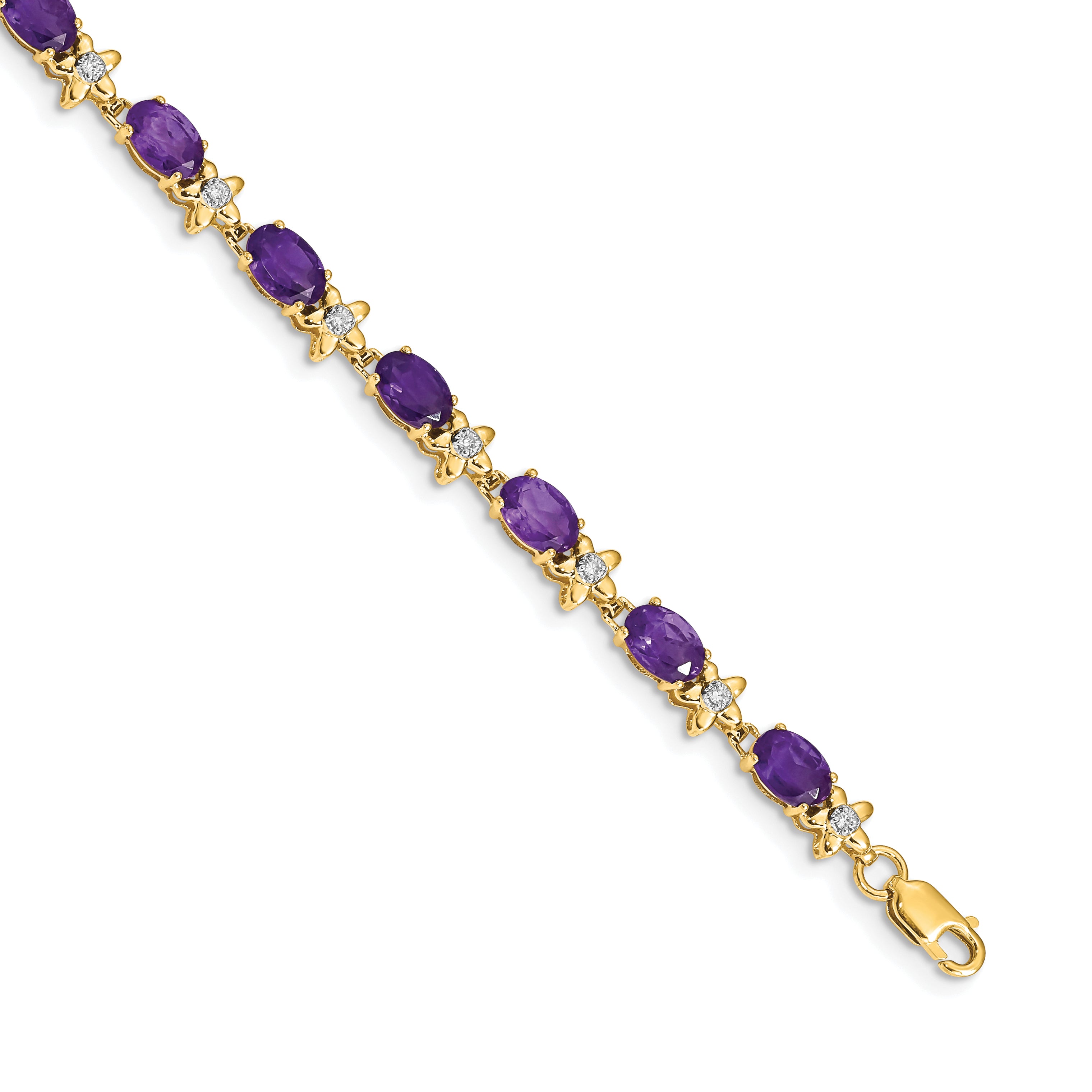 14k Floral Diamond and Amethyst Bracelet Main image