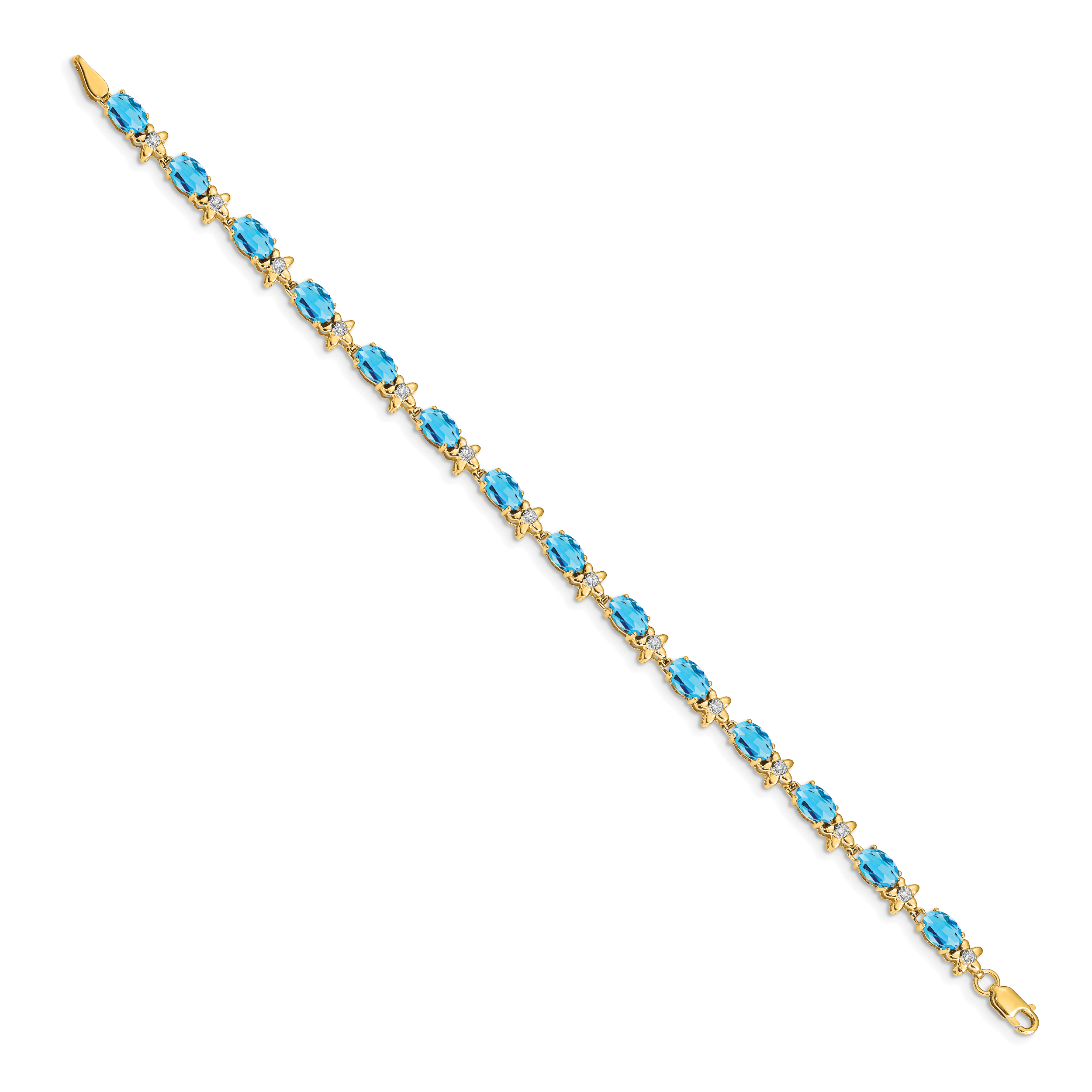 14k Floral Diamond and Blue Topaz Bracelet Secondary image